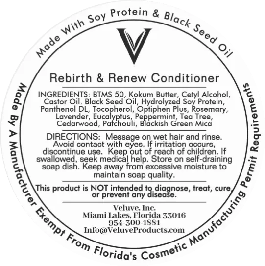 Rebirth & Renew Conditioner Bar With Soy Protein & Black Seed Oil 3 oz - Veluve