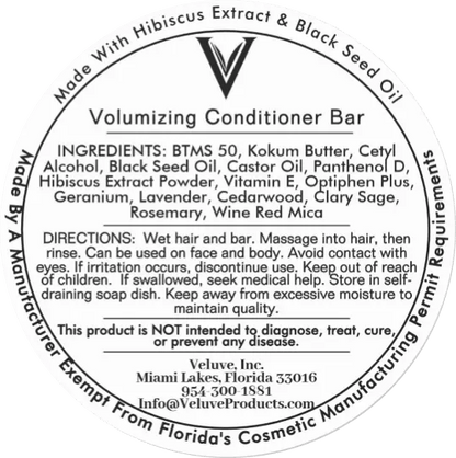 Volumizing Conditioner Bars With Hibiscus Extract & Panthenol - Radiant Rose Blend 3 oz - Veluve