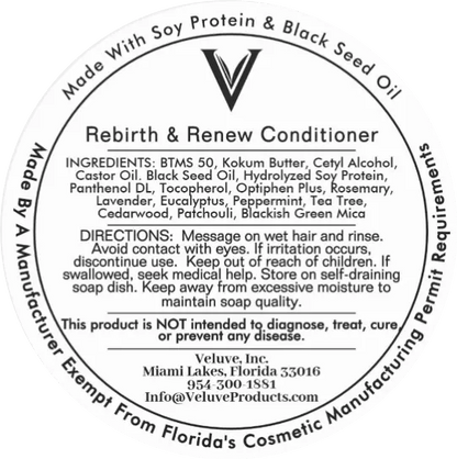 Rebirth & Renew Conditioner Bar With Soy Protein & Black Seed Oil 3 oz - Veluve
