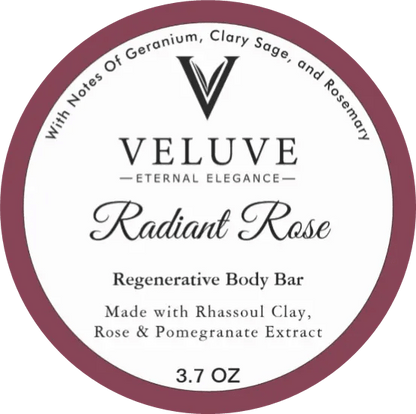Regenerate Hair & Body Bar With Rhassoul Clay, Rose & Pomegranate Extract 3.7 oz - Veluve