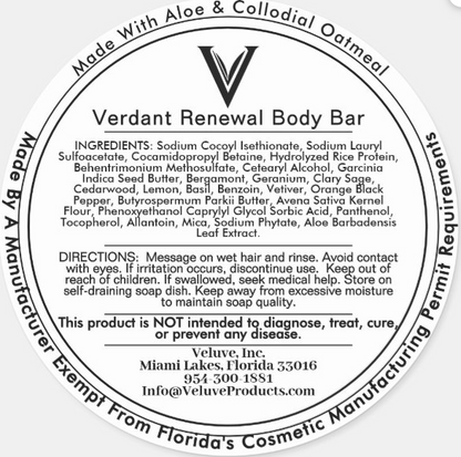 Verdant Renewal Artisan Body Bar | Rice + Aloe + Colloidal Oatmeal Nourish & Illuminate
