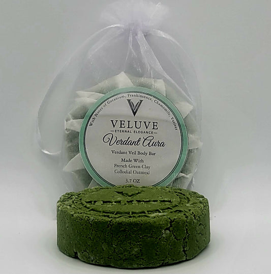 Verdant Veil Artisan Body Bar – Purifying Botanical Cleanser with Aloe, Oat & French Green Clay
