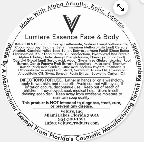 Veluve Lumière Essence Face & Body Bar | Botanical pH-Conscious Cleansing Bar