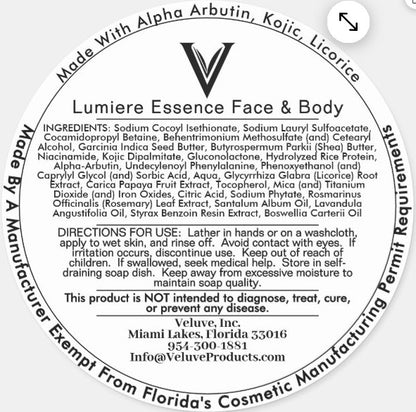Veluve Lumière Essence Face & Body Bar | Botanical pH-Conscious Cleansing Bar