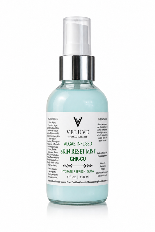 Algae, Tremella & GHK-Cu Infused Skin Reset Mist, Hydrating Face & Body Glow Spray 4 oz