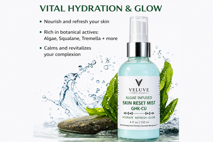 Algae, Tremella & GHK-Cu Infused Skin Reset Mist, Hydrating Face & Body Glow Spray 4 oz