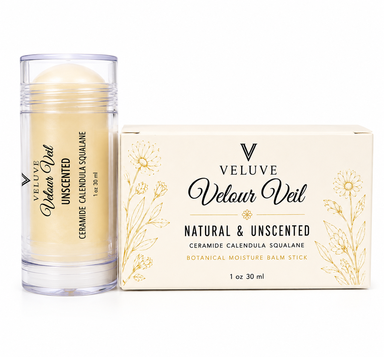 Velour Veil Balm Stick Face & Body Unscented | Ceramide, Calendula & Squalane Balm 1 oz